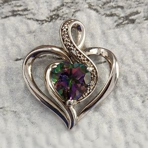SOLD. Dazzling Natural 1ct Mystic Topaz Heart-Shaped Stone, Sterling.
